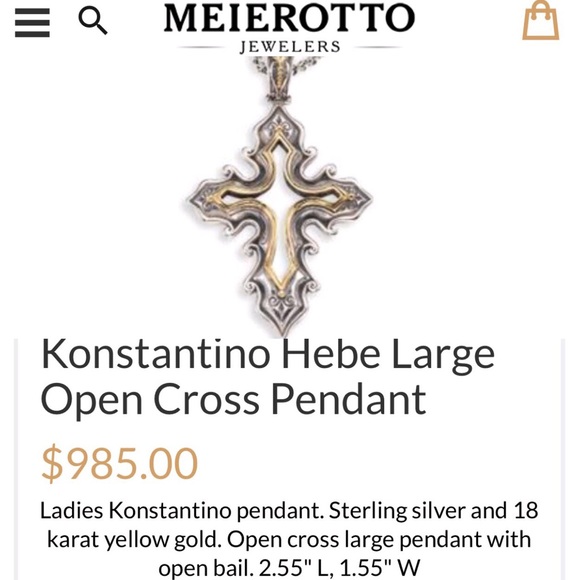 Konstantino 925 18k Lg Hebe Cross Enhancer Pendant - Picture 7 of 8